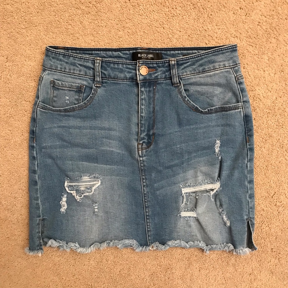 Black Label Cest Toi Distressed Demin Mini Skirt Size M Festival School y2k